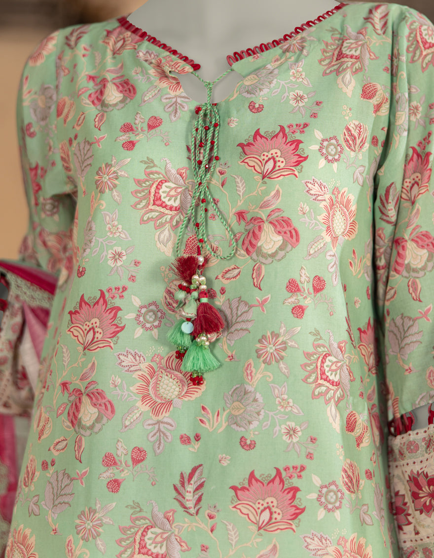 white christmas dresses GREEN LAWN 3PC UNSTITCHED main image 1