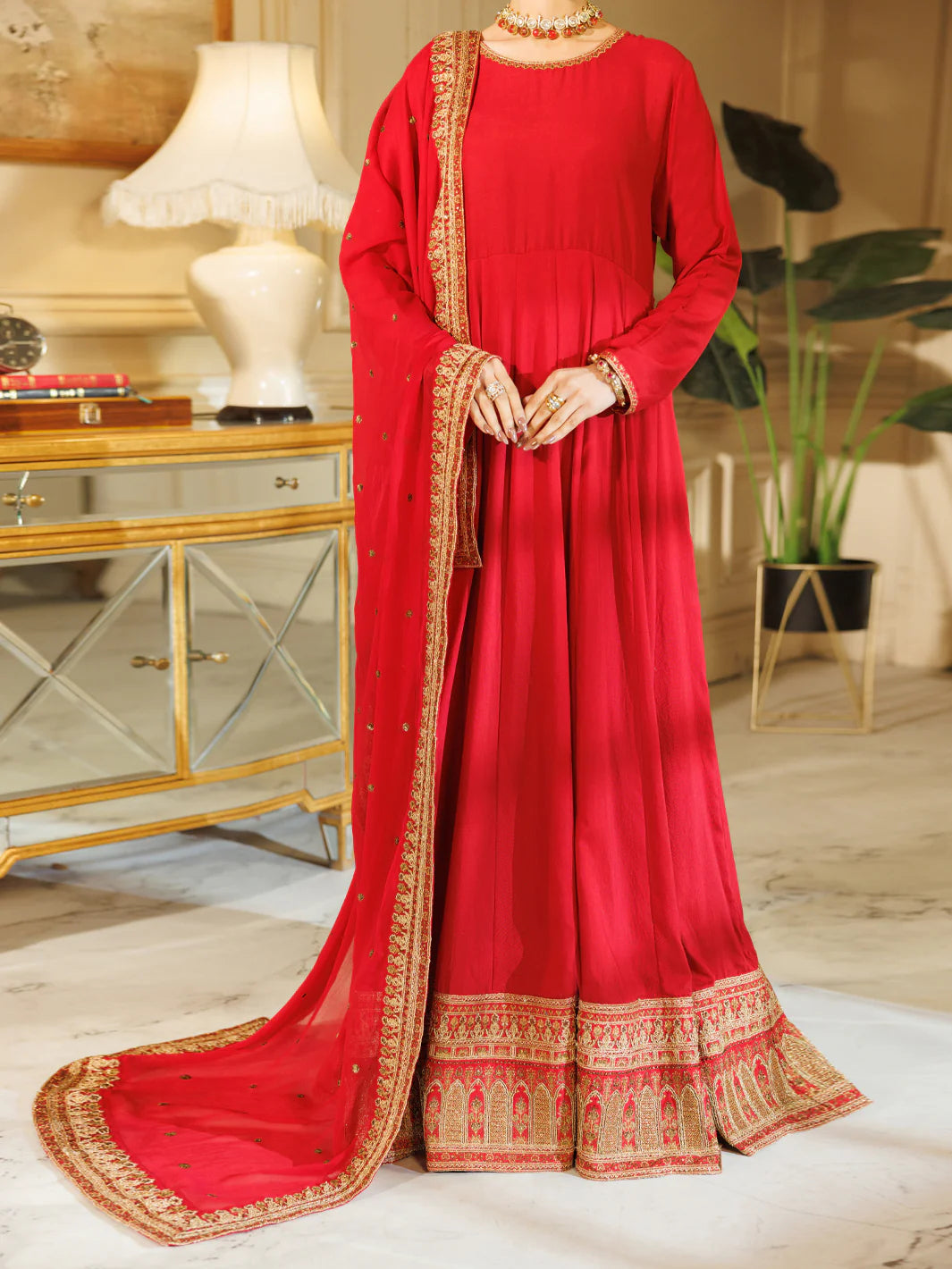 RED VELVET 3PC STITCHED | JJPW-W-JPS-AU-21-3906 FB/VELVET – J
