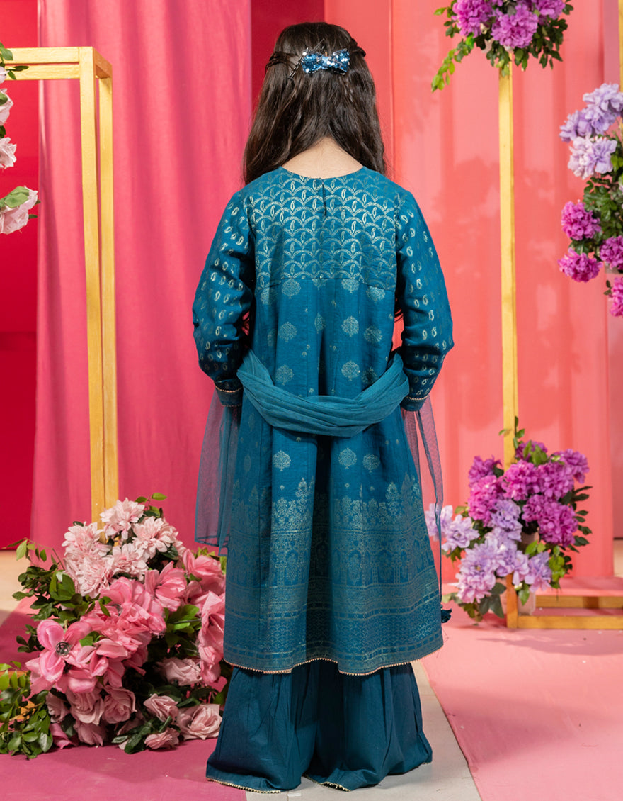 TEAL JACQUARD 3PC STITCHED | JGK-W-JWK-24-5007 FB – J. Junaid