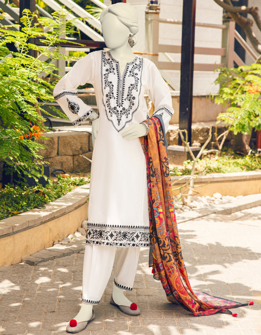 WHITE LAWN 3PC STITCHED | JLAWN-S-AU-23-375/S MONOCHROME-1 J. Junaid Jamshed AU WHITE LAWN 3PC STITCHED | JLAWN-S-AU-23-375/S MONOCHROME-1 J. Junaid Jamshed AU