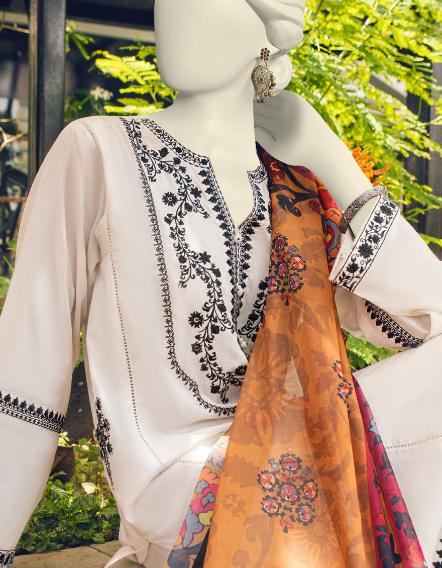 WHITE LAWN 3PC STITCHED | JLAWN-S-AU-23-375/S MONOCHROME-1 J. Junaid Jamshed AU WHITE LAWN 3PC STITCHED | JLAWN-S-AU-23-375/S MONOCHROME-1 J. Junaid Jamshed AU