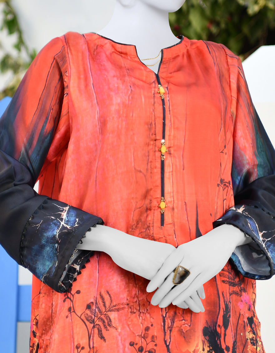 ORANGE SILK KURTI | JJLK-S-JPWK-AU-23-888 FB/JINX – J. Junaid