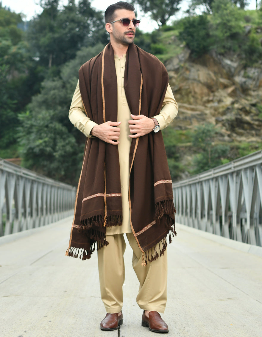 DARK BROWN SHAWL | JJID-SHW-AU-22-0004 FB/DUSSA SHAWL-DARK BROWN – J. Junaid Jamshed AU